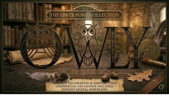 Owly Decorative Font: A Woodland Art Deco Masterpiece
